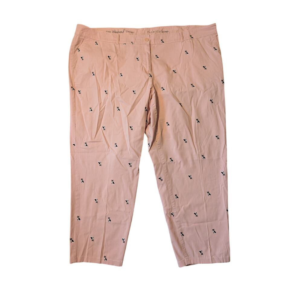 Talbots Pink Embroidered dog Weekend Chino Pants Women's Plus Size 20WP